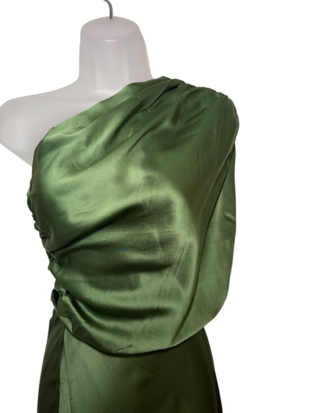 Amanda Uprichard Dupree Silk Dress Green One Shoulder NWT Small - Picture 3 of 7